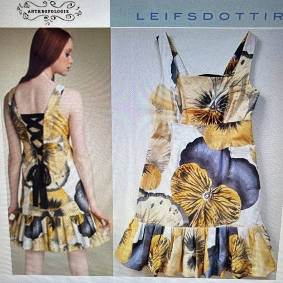 Leifsdottir Bellis brushstroke Yellow and Black Floral Dress - Picture 15 of 16